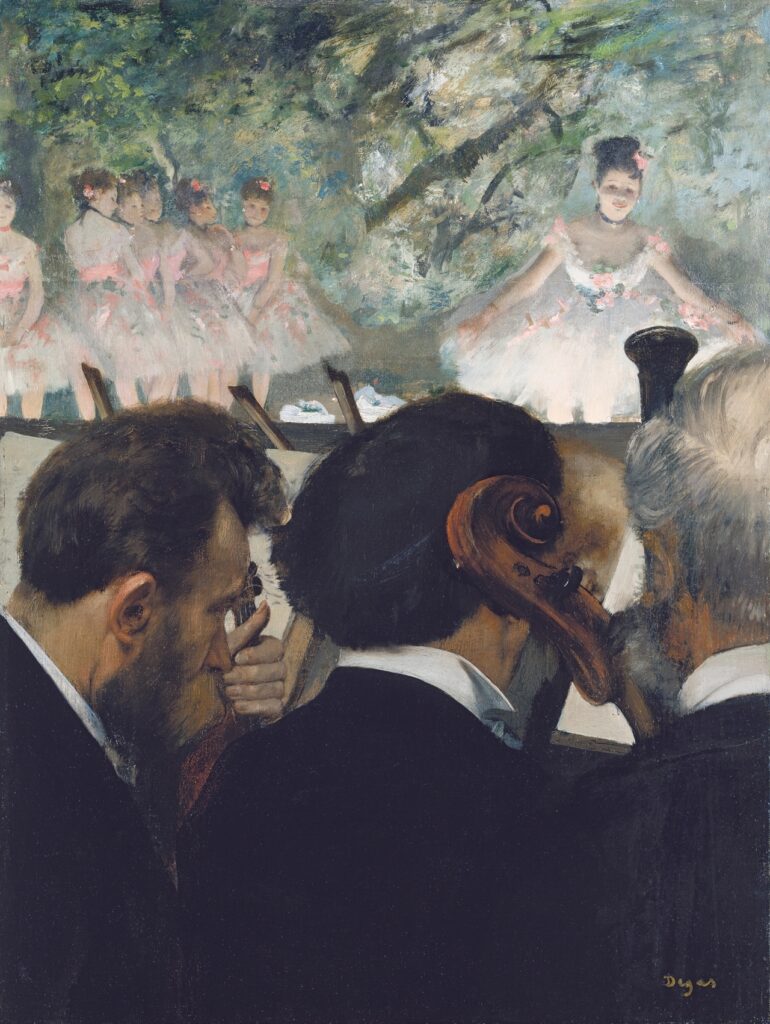cassirer exhibition berlin: Edgar Degas, Orchestra Musicians, 1872, Städel Museum, Frankfurt, Germany. Press materials.
