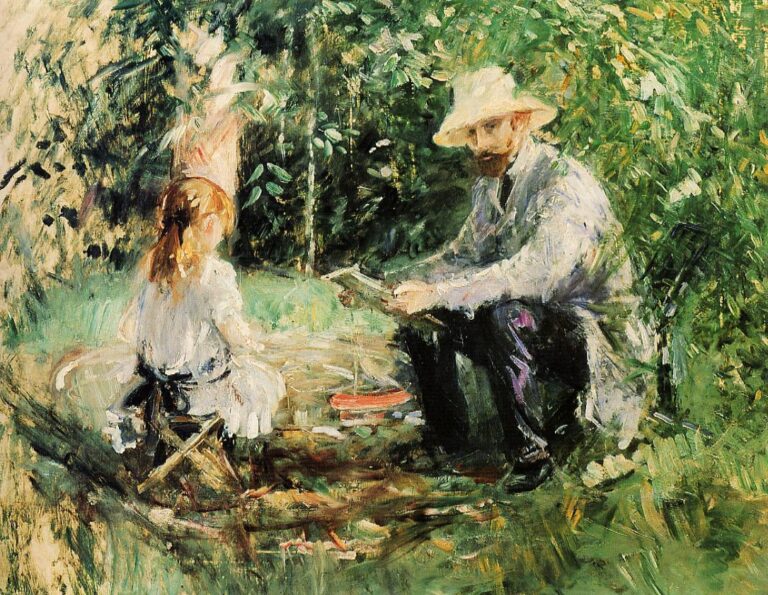 Children’s Books About Women Artists: Berthe Morisot, Eugene Manet and His Daughter in the Garden, 1883. Wikimedia Commons (public domain).
