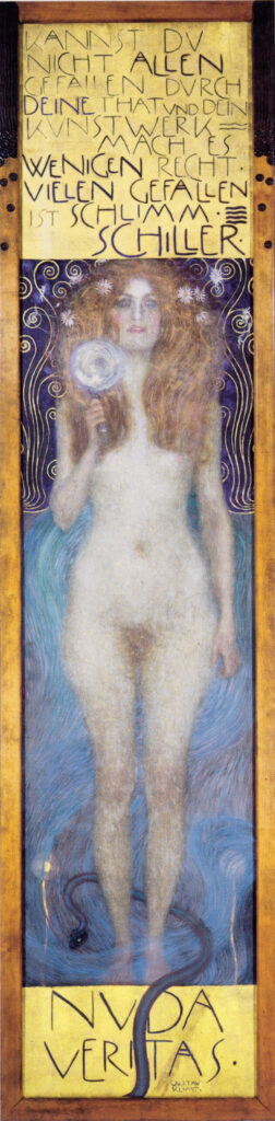 Gustav Klimt paintings: Gustav Klimt, Nuda Veritas, 1899, Austrian Theatre Museum, Vienna, Austria.
