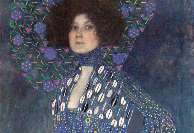 Gustav Klimt paintings: Gustav Klimt, Portrait of Emilie Flöge, 1902, Vienna Museum, Vienna, Austria. Detail.
