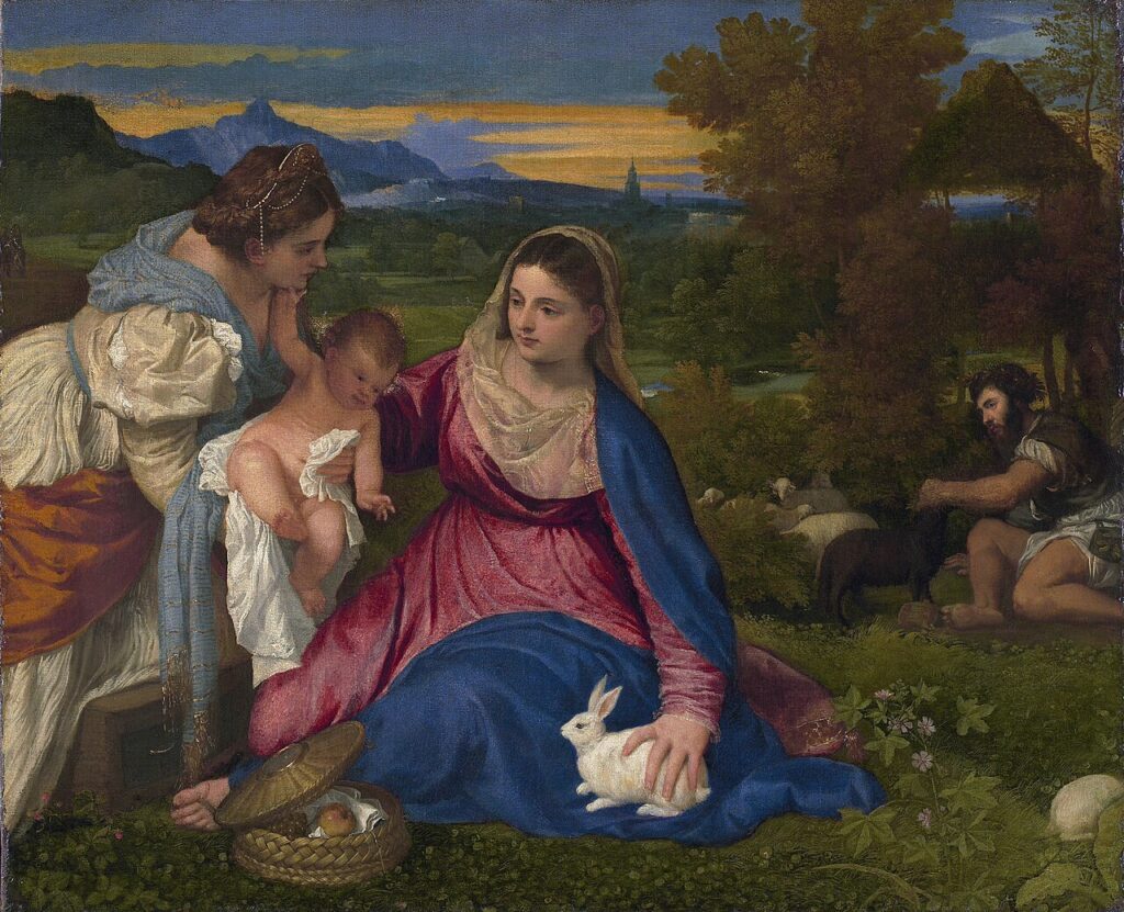 Venetian colors: Titian, Madonna of the Rabbit, c. 1530, Louvre, Paris, France.
