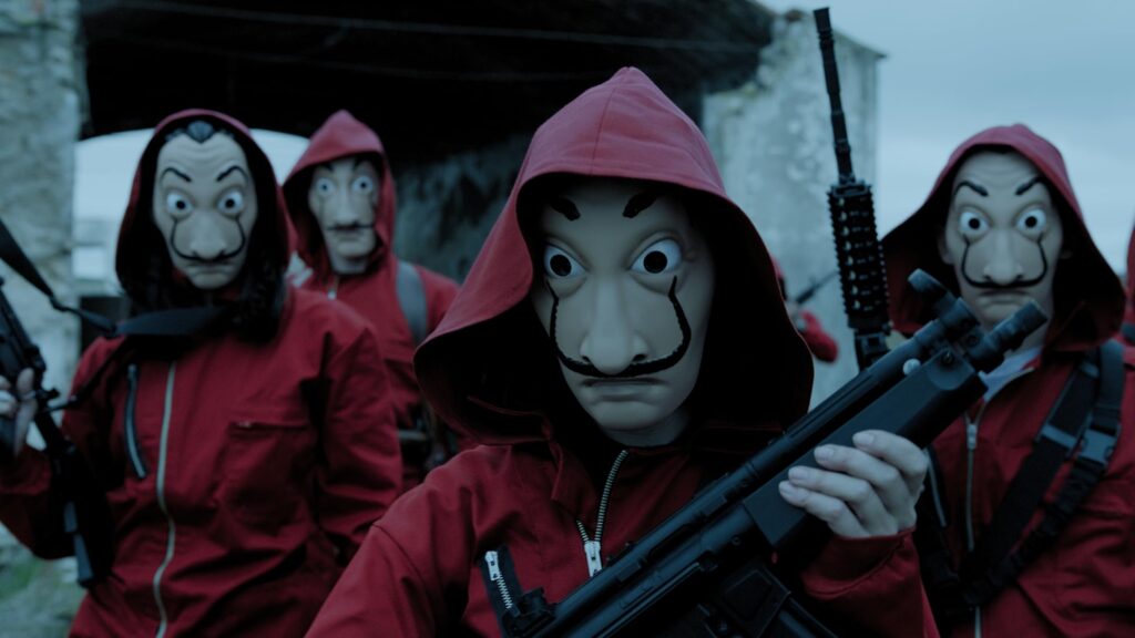 Money Heist mask: Still from Money Heist, Netflix. IMDb.
