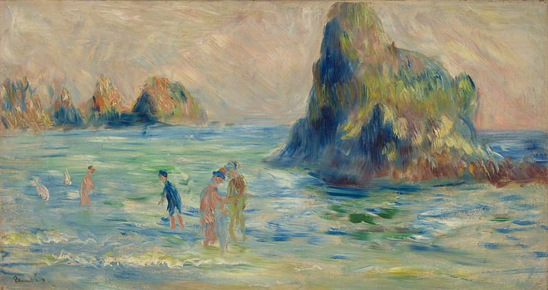 pierre auguste renoir paintings: Pierre-Auguste Renoir, Moulin Huet Bay, Guernsey, 1883, National Gallery, London, UK. Museum’s website.
