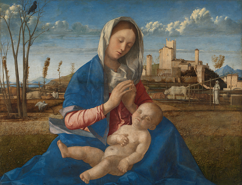 Venetian colors: Giovanni Bellini, Madonna of the Meadow, c. 1500–1505, National Gallery, London, UK. Museum’s Website.
