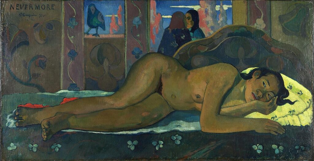 Nude Children in Art: Paul Gauguin, Nevermore, 1897, Courtauld Gallery, London, UK.
