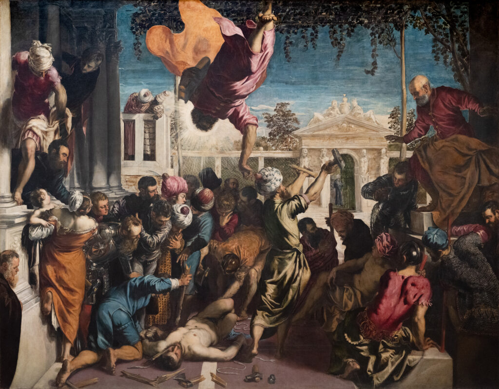 Venetian colors: Jacopo Tintoretto, Miracle of the Slave, 1547-48, Gallerie dell’Accademia, Venice, Italy. Museum’s website.
