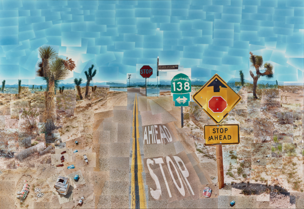 David Hockney artworks: David Hockney in 10 Artworks: David Hockney, Pearblossom Hwy., 11–18th April 1986, #2, 1986, J. Paul Getty Museum, Los Angeles, CA, USA. © 1986 David Hockney.
