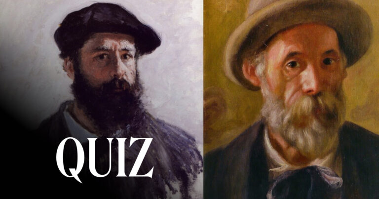 Left: Claude Monet, Self-Portrait in Beret, 1886, private collection. Wikimedia Commons (public domain). Detail; Right: Pierre-Auguste Renoir, Self-Portrait, 1899, Clark Art Institute, Williamstown, MA, USA. Detail.
