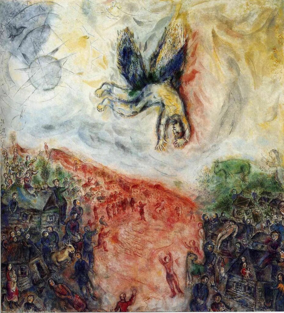 falling in art: Falling in art: Marc Chagall, The Fall of Icarus, 1975, Centre Pompidou, Paris, France. Arthive.
