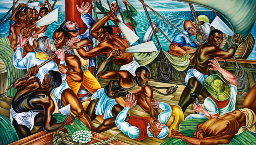 Harlem Renaissance paintings: Hale Woodruff, The Mutiny on the Amistad, 1939, Talladega College, Talladega, AL, USA. The New York Times.
