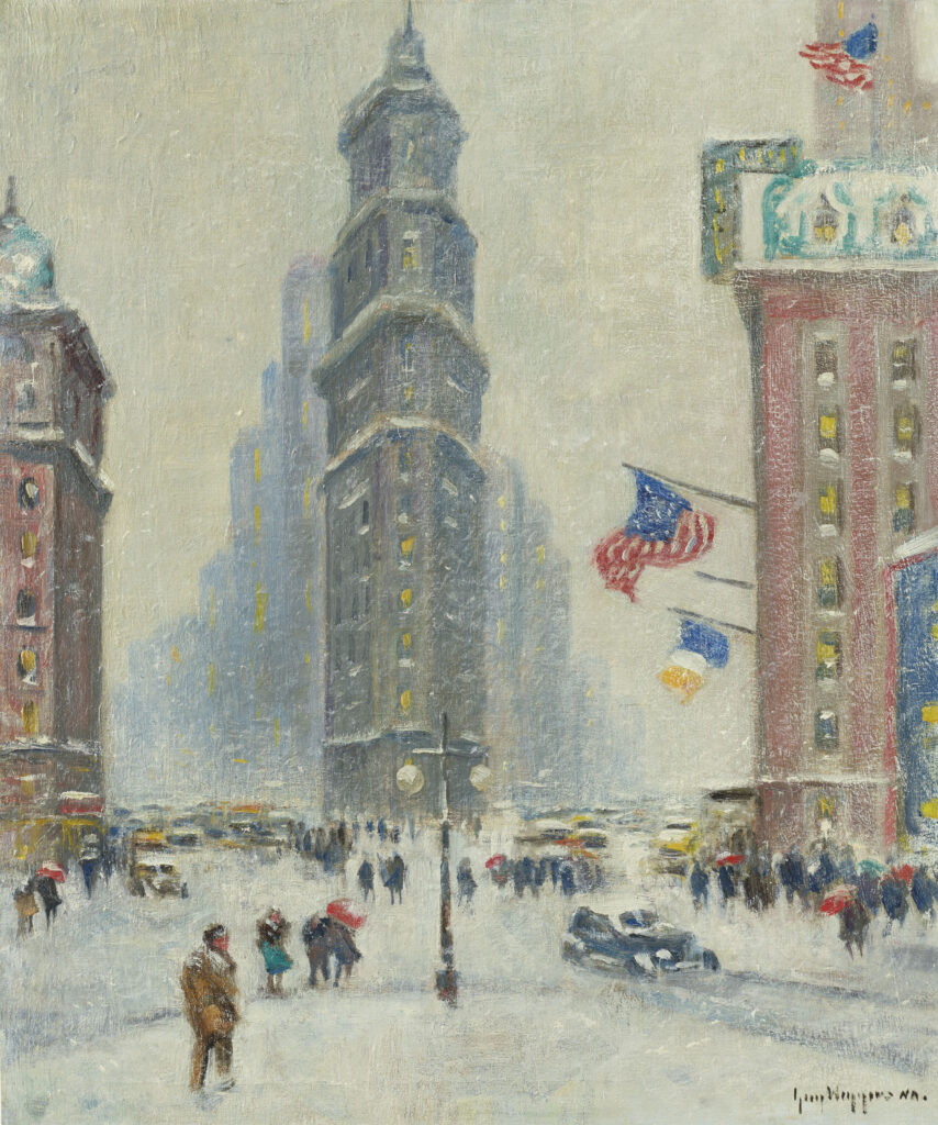 Famous Locations in Art: Famous locations in art: Guy C. Wiggins, Times Square, Winter. Christie’s.
