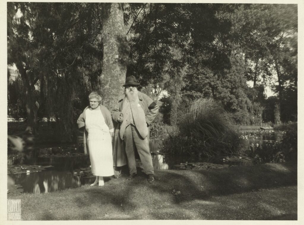 monet's daughter: Thérèse Bonney, photograph of Claude Monet and Blanche Hoschedé-Monet in the garden at Giverny, 1926, Bibliothèque Historique de la Ville de Paris, Paris, France. Bibliothèques patrimoniales.
