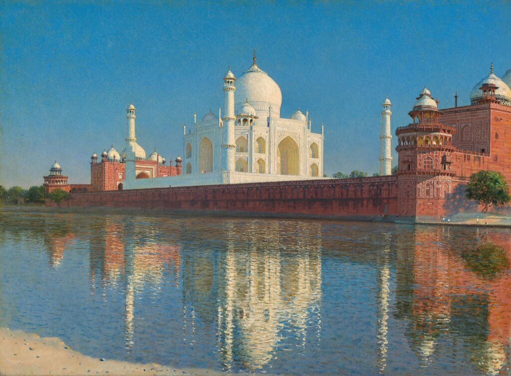 Famous Locations in Art: Famous locations in art: Vasily Vereshchagin, Taj Mahal Mausoleum in Agra, 1874–1876, Tretyakov Gallery, Moscow, Russia.
