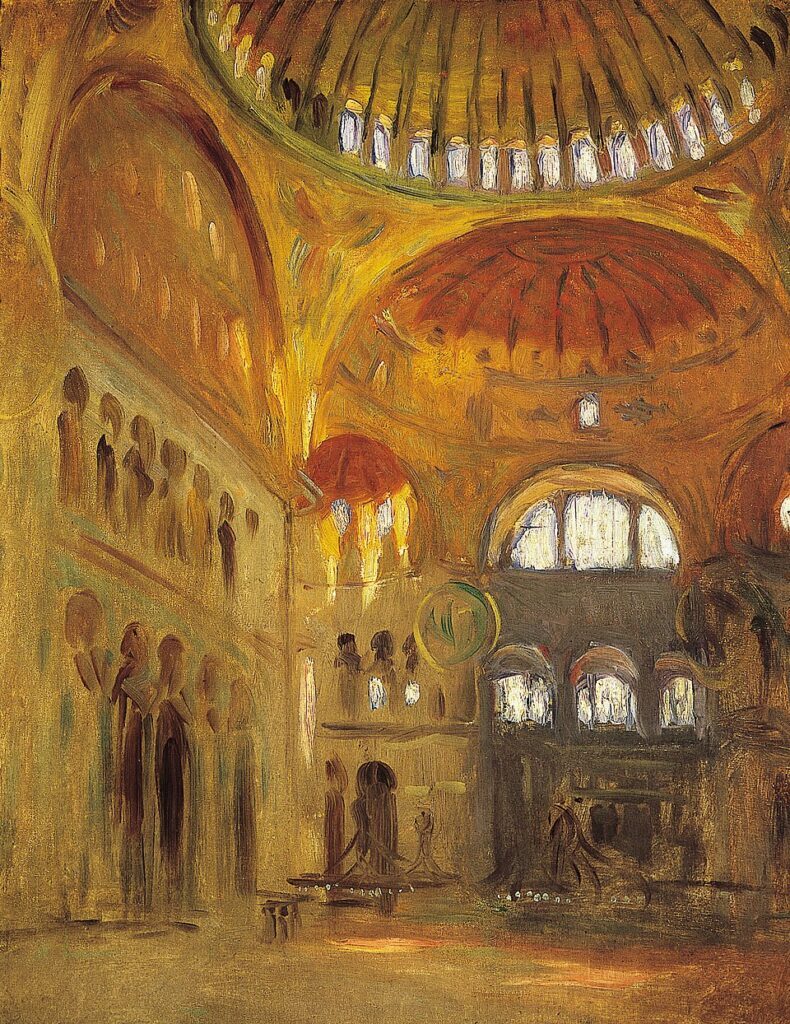 Famous Locations in Art: Famous locations in art: John Singer Sargent, Interior of Santa Sophia, Constantinople, 1891, Speed Art Museum, Louisville, KY, USA.
