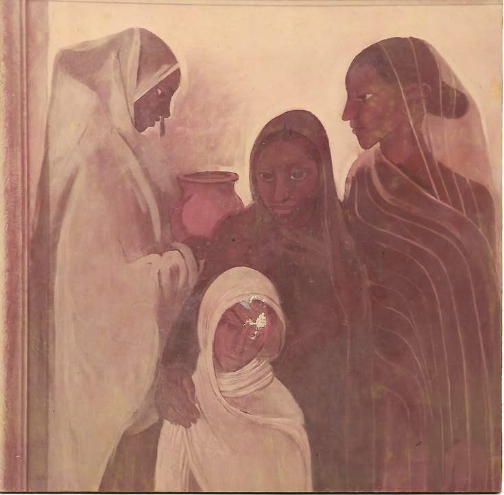 Amrita Sher-Gil paintings: Amrita Sher-Gil, Hill Women, 1935, private collection of Vivan Sundaram and Navina Sundaram, Sher-Gil Sundaram Arts Foundation, New Delhi, India. Gaga Archives. Detail.
