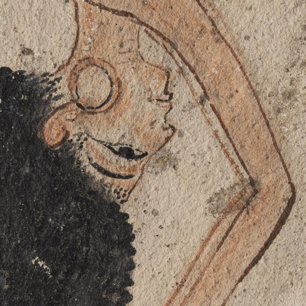 Ostracon of Dancer: Ostracon of a Dancer, ca. 1280 BCE, Museo Egizio, Turin, Italy. Detail.
