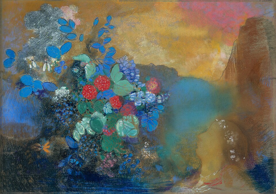 falling in art: Falling in art: Odilon Redon, Ophelia Among the Flowers, c. 1905–1908, National Gallery, London, UK.
