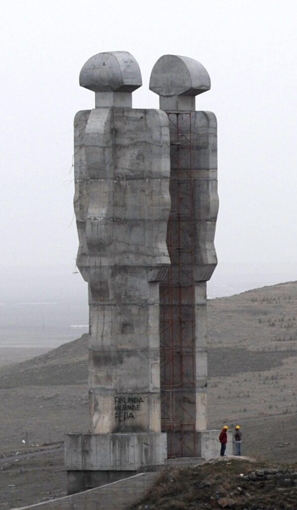 Monument to Humanity: Mehmet Aksoy, Monument to Humanity (under construction), 2011, Kars, Turkey. Photograph by Ggia via Wikimedia Commons (CC BY-SA 3.0).
