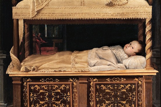 Bologna women artists: Lavinia Fontana, Portrait of a Newborn in a Cradle, c. 1583, Pinacoteca Nazionale di Bologna, Bologna, Italy.
