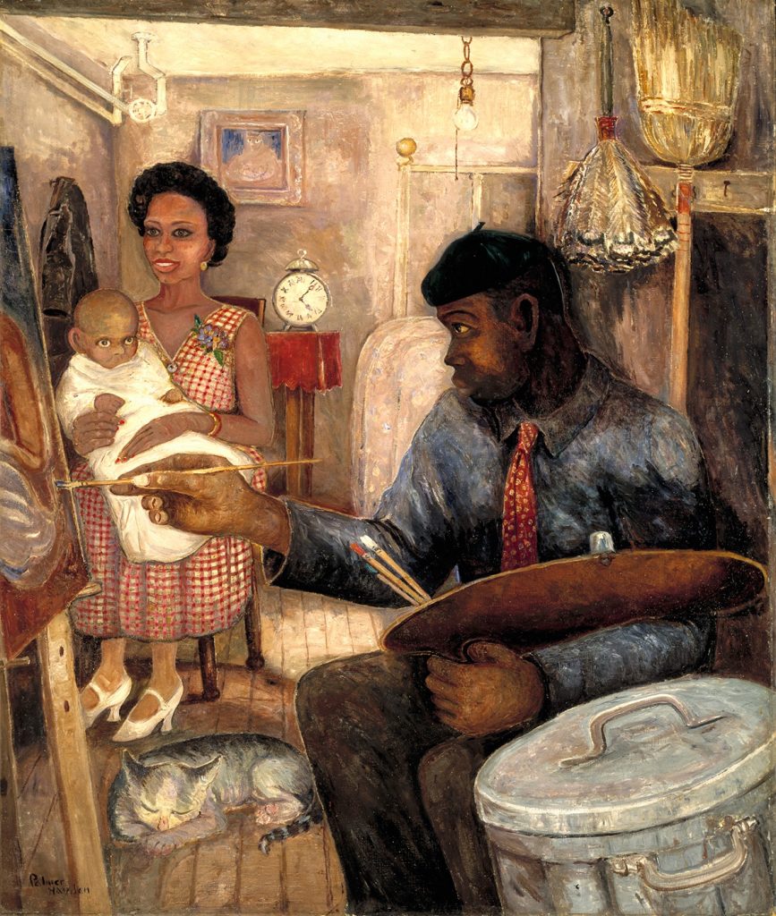 Harlem Renaissance paintings: Palmer Hayden, The Janitor Who Paints, ca. 1937 (repainted after 1940), Smithsonian American Art Museum, Washington, DC, USA.
