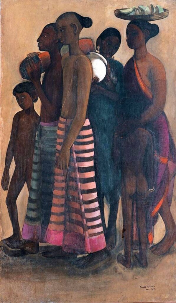 Amrita Sher-Gil paintings: Amrita Sher-Gil, South Indian Villagers Going to Market, 1937, private collection of Vivan and Navina Sundaram, Sher-Gil Sundaram Arts Foundation, New Delhi, India.
