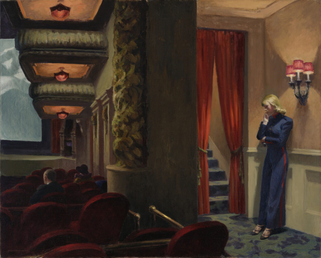 DailyArt Magazine birthday: Edward Hopper, New York Movie, 1939, Museum of Modern Art, New York City, NY, USA.
