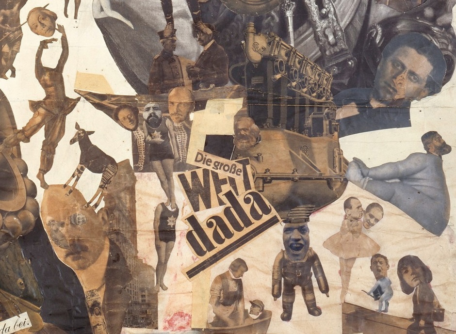 Hannah Höch: Hannah Höch, Cut with the Kitchen Knife Through the Last Weimar Beer-Belly Cultural Epoch of Germany, 1919, Neue Nationalgalerie, Berlin, Germany. SmartHistory. Detail.
