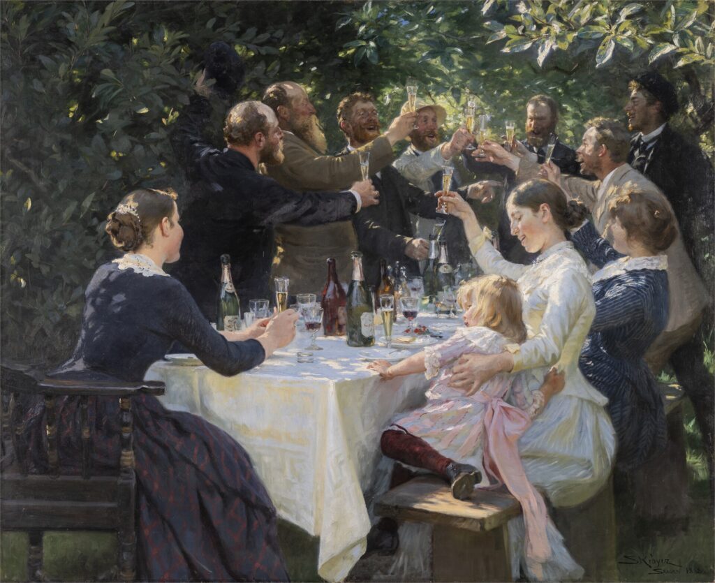 DailyArt Magazine birthday: Peder Severin Krøyer, Hip, Hip, Hurrah! Artists’ Party, Skagen, 1887–1888, Gothenburg Museum of Art, Gothenburg, Sweden.
