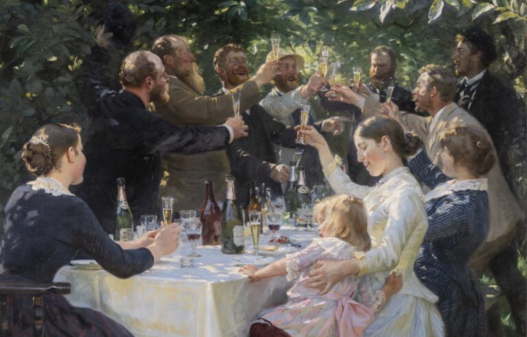 DailyArt Magazine birthday: Peder Severin Krøyer, Hip, Hip, Hurrah! Artists’ Party, Skagen, 1887–1888, Gothenburg Museum of Art, Gothenburg, Sweden. Detail.
