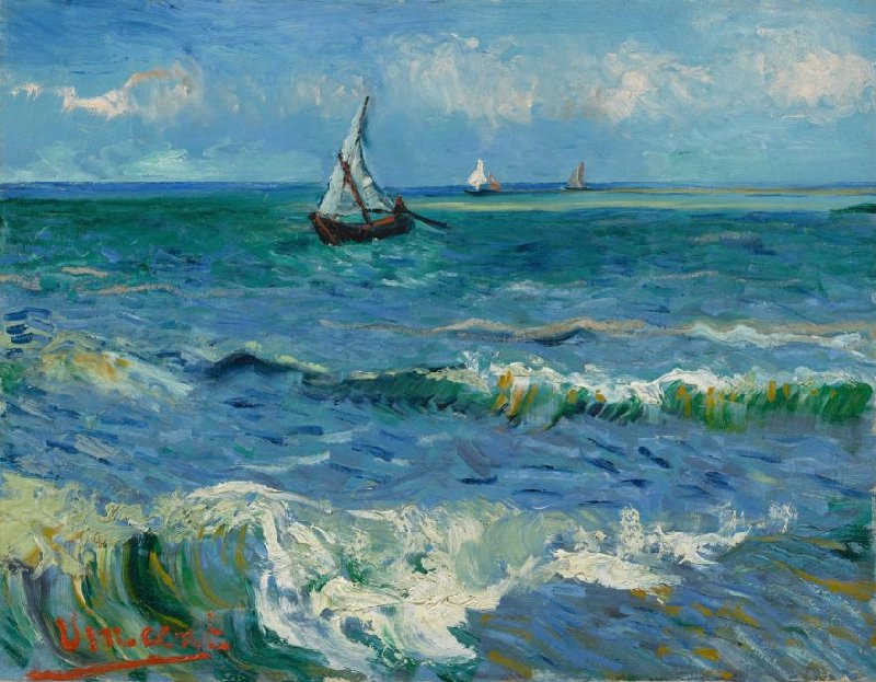 Van Gogh summer paintings: Vincent van Gogh, Seascape near Les Saintes-Maries-de-la-Mer, 1888, Van Gogh Museum, Amsterdam, Netherlands.
