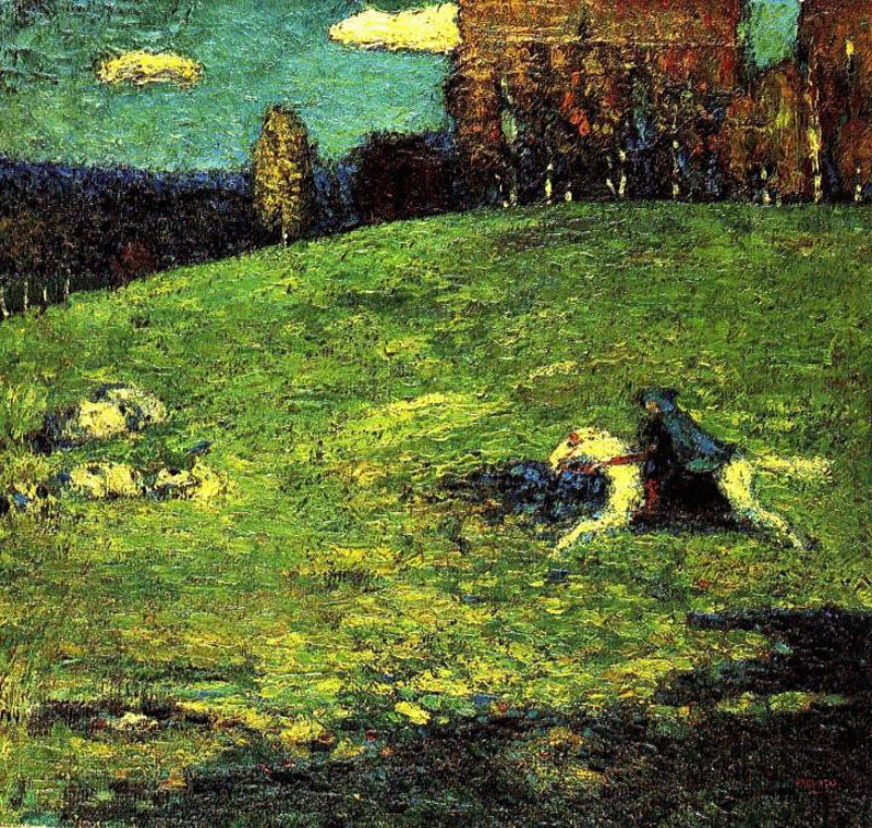 expressionism paintings: Wassily Kandinsky, The Blue Rider, 1903, private collection. Wikimedia Commons (public domain).
