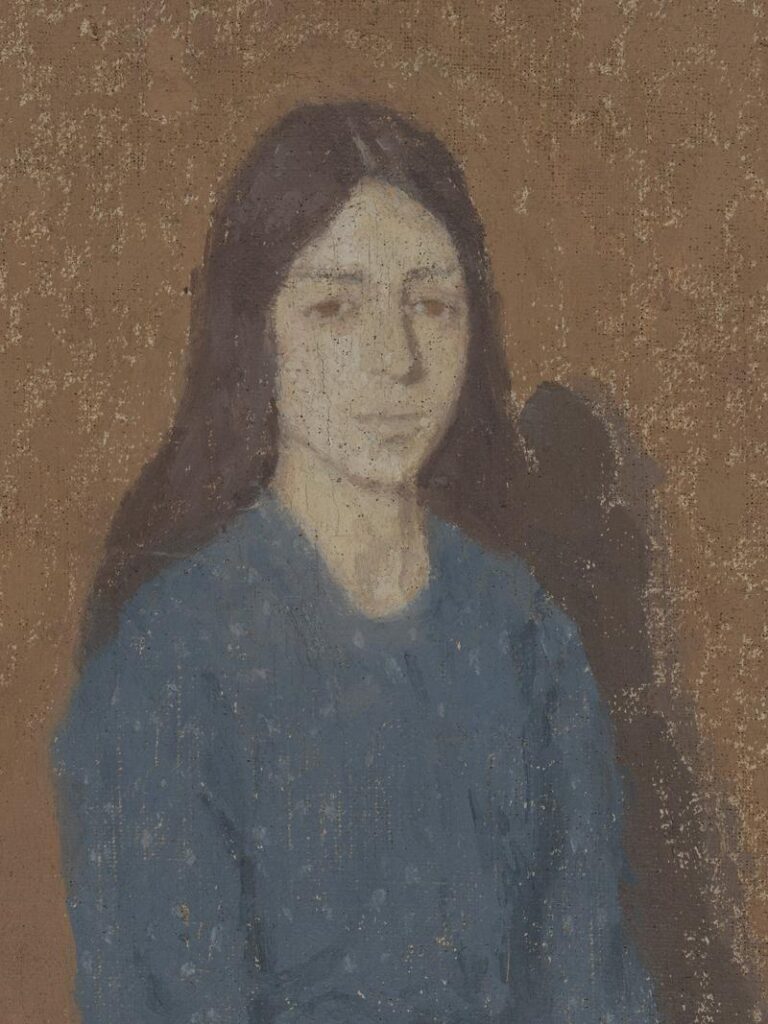 Gwen John Girl in a Blue Dress: Gwen John, Girl in a Blue Dress, 1914–1915, National Museum Cardiff, Cardiff, UK. By permission of Amgueddfa Cymru—Museum Wales. Detail.
