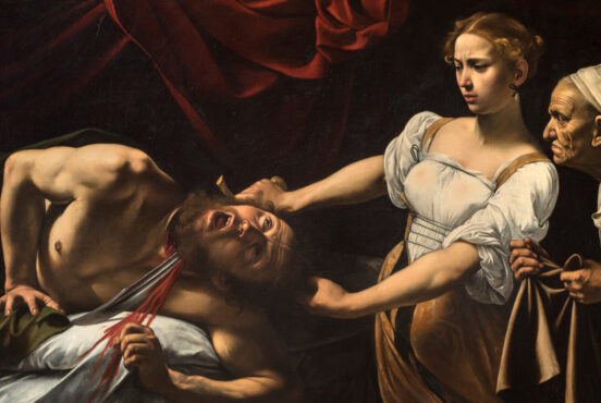 Caravaggio, Judith and Holofernes, ca. 1598 - 1602, Galleria Nazionale d'Arte Antica, Palazzo Barberini, Rome, Italy. Detail.