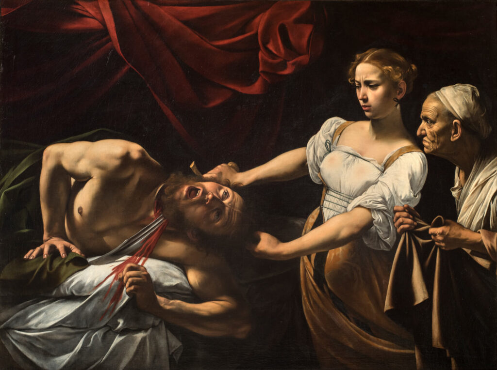 Caravaggio Judith and Holofernes: Caravaggio, Judith and Holofernes, ca. 1598–1602, Galleria Nazionale d’Arte Antica, Palazzo Barberini, Rome, Italy.
