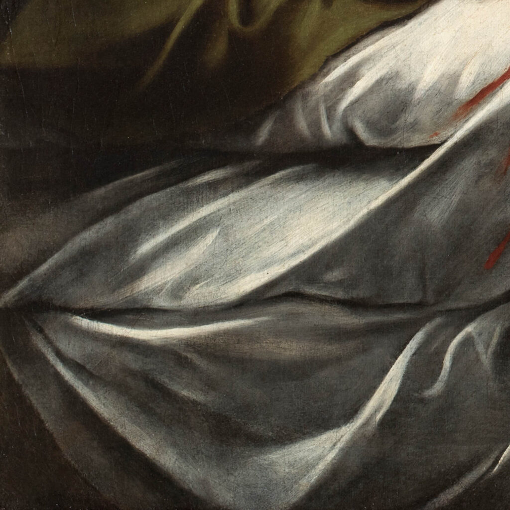 Caravaggio Judith and Holofernes: Caravaggio, Judith and Holofernes, ca. 1598–1602, Galleria Nazionale d’Arte Antica, Palazzo Barberini, Rome, Italy. Detail.
