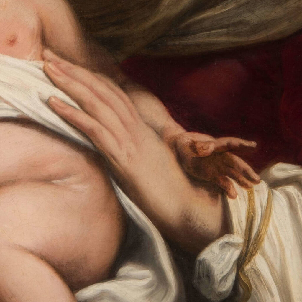 Virgin and Child Sirani: Elisabetta Sirani, Virgin and Child, 1663, National Museum of Women in the Arts, Washington, DC, USA. Detail.
