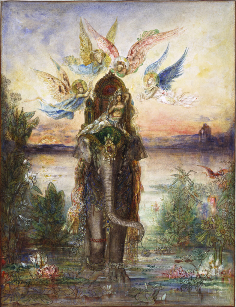 elephants in art: Gustave Moreau, The Sacred Elephant (Péri), 1826–1898, National Museum of Western Art, Tokyo, Japan.
