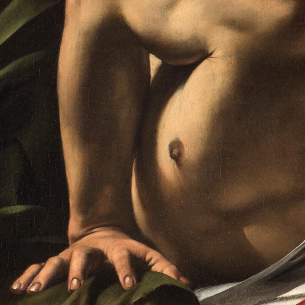 Caravaggio Judith and Holofernes: Caravaggio, Judith and Holofernes, ca. 1598–1602, Galleria Nazionale d’Arte Antica, Palazzo Barberini, Rome, Italy. Detail.
