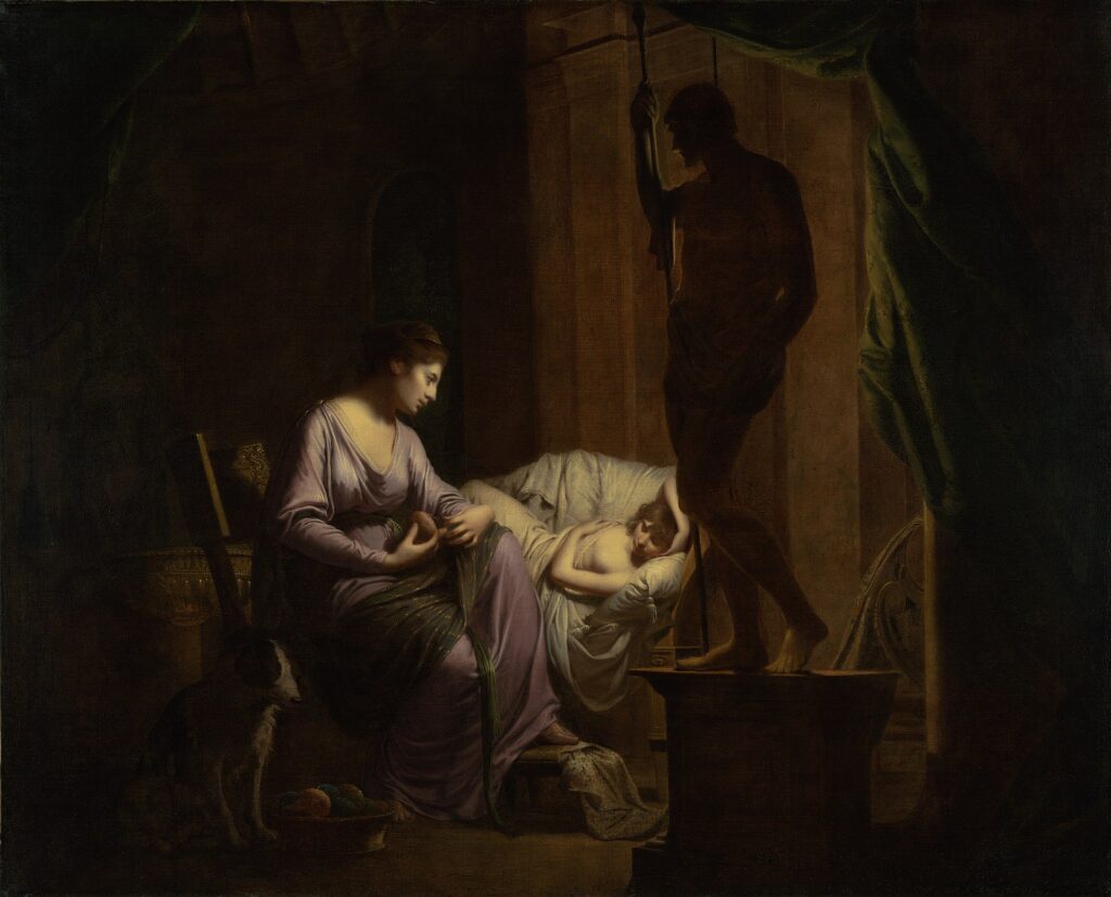 Odyssey in Art: Joseph Wright of Derby, Penelope Unravelling Her Web, 1783–1784, J. Paul Getty Museum, Los Angeles, CA, USA.
