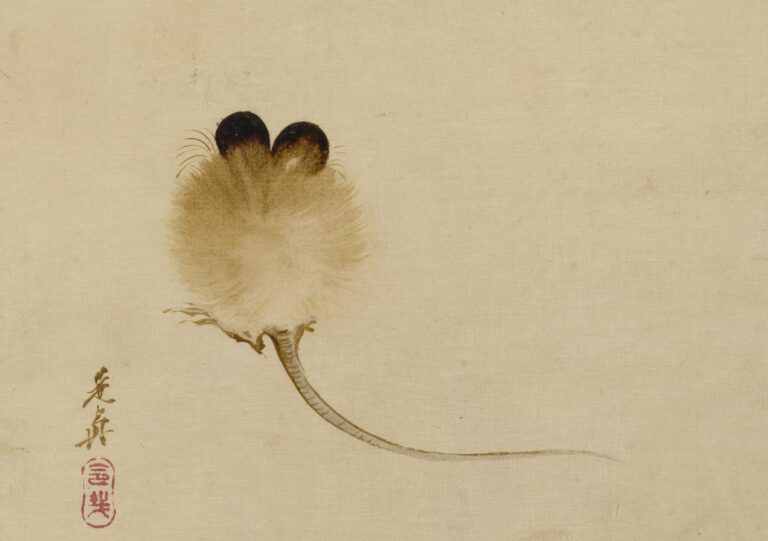 Animals in Japanese art: Shibata Zeshin, Mouse, 19th century, British Museum, London, UK. Detail.
