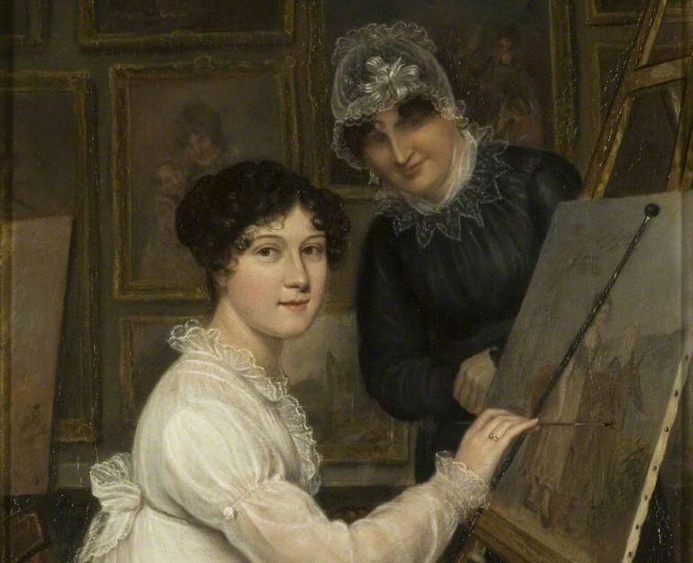 Rolinda Sharples: Rolinda Sharples, The Artist and her Mother, 1816, Bristol Museum and Art Gallery, Bristol, UK. Detail.
