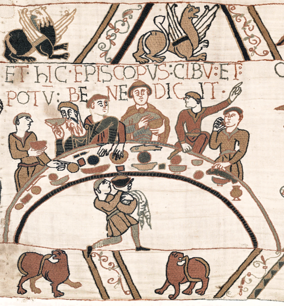 Bayeux Tapestry: Bayeux Tapestry (scene 43), 11th century, Musée de la Tapisserie de Bayeux, Bayeux, France. Detail.
