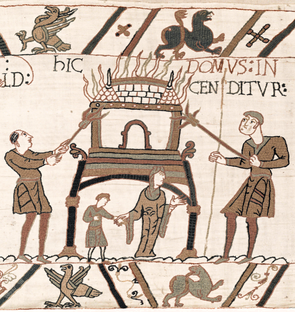 Bayeux Tapestry: The Bayeux Tapestry (scene 47), The Bayeux Museum, Normandy, France, 11th century. Detail
