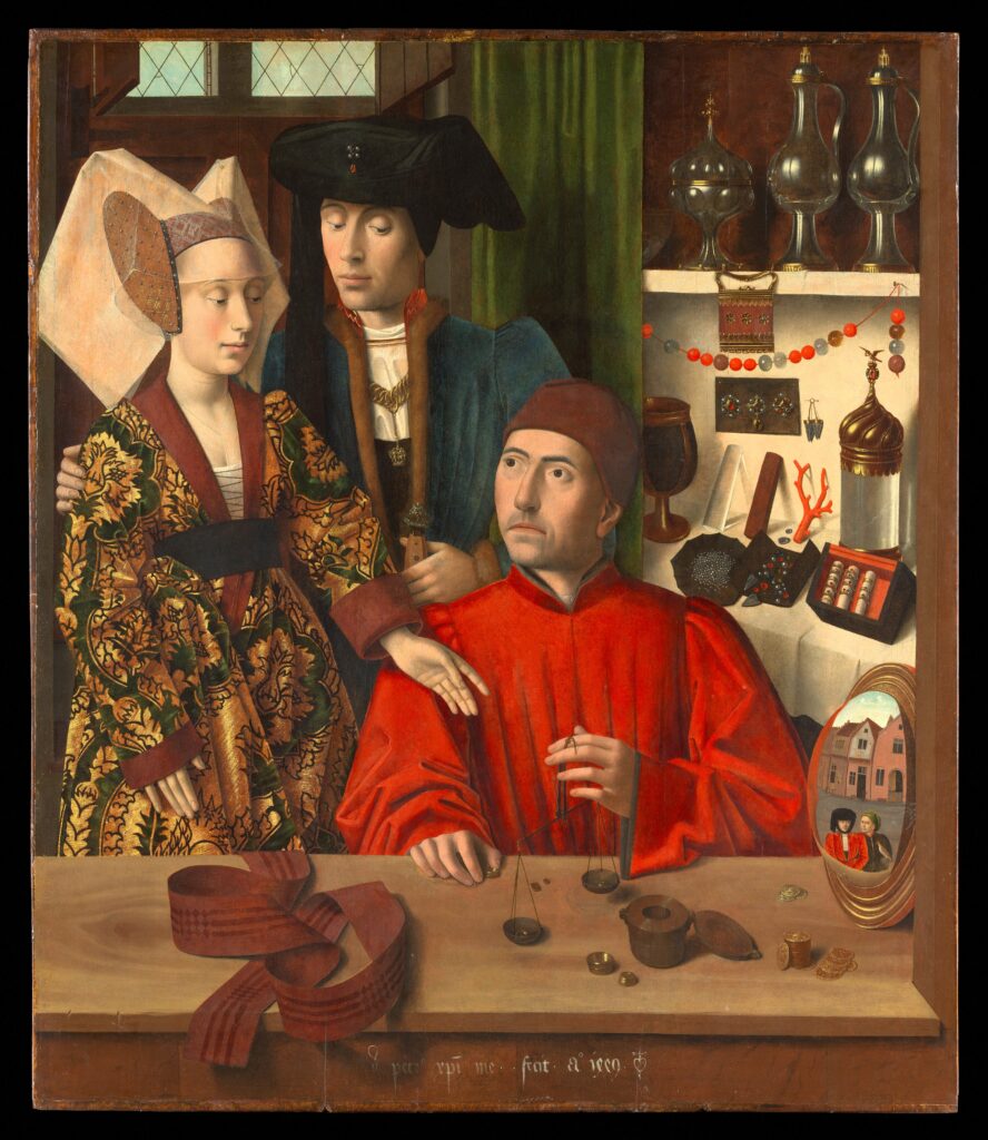 Petrus Christus: Petrus Christus, A Goldsmith in His Shop, 1449, Metropolitan Museum of Art, New York City, NY, USA.
