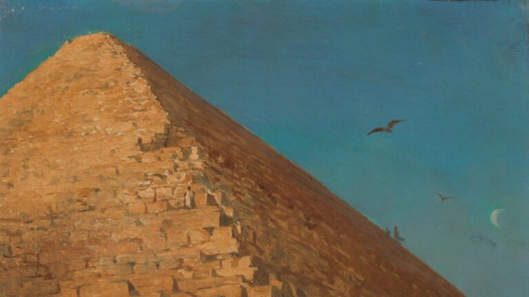 Famous Locations in Art: Famous locations in art: Adrien Dauzats, The Great Pyramid, Giza, ca. 1830, Metropolitan Museum of Art, New York City, NY, USA. Detail.

