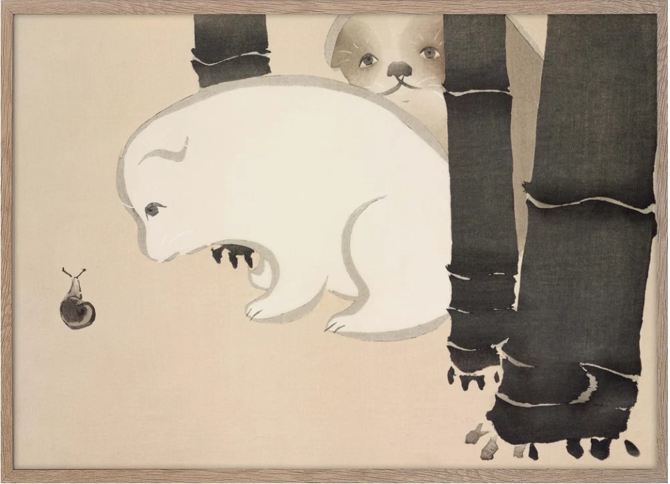 Animals in Japanese art: Kamisaka Sekka, Dog and a Snail from the series Momoyogusa (A World of Things), 1909, private collection.
