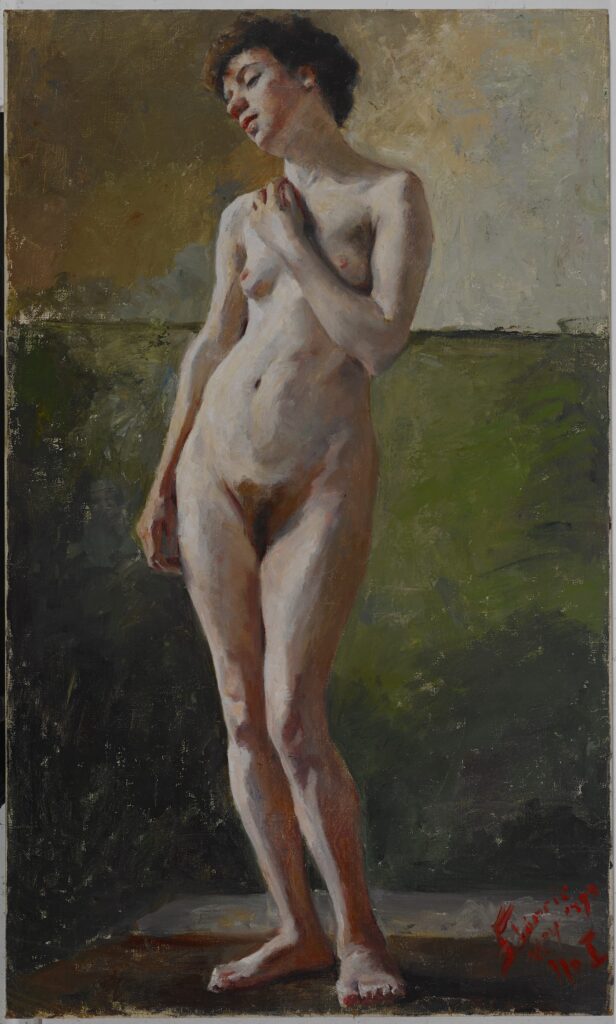 Florine Stettheimer Self-Portrait: Florine Stettheimer, Nude Study, Standing with Hand to Shoulder, 1895, Avery Architectural & Fine Arts Library, Columbia University, USA
