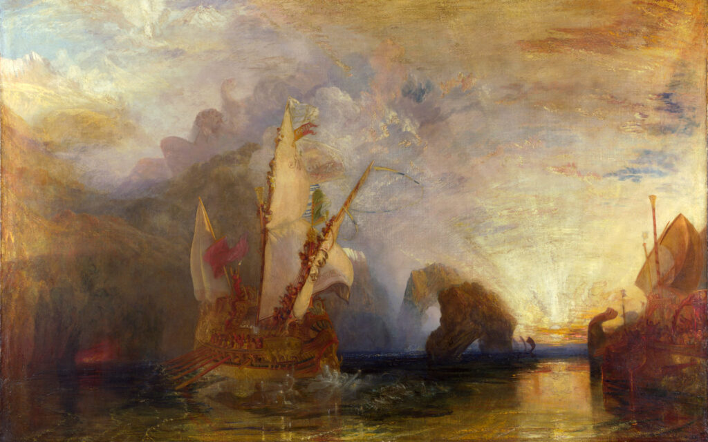 Odyssey in Art: J.M.W. Turner, Ulysses Deriding Polyphemus, 1829, National Gallery, London, UK.
