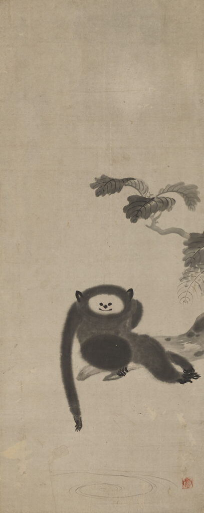 Animals in Japanese art: Kanō Sanesetsu, Monkey, 17th century, Tokyo National Museum, Tokyo, Japan.
