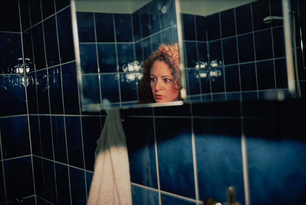 mirrors in art: Mirrors in art: Nan Goldin, Self-Portrait in My Blue Bathroom, Berlin, 1991, Astrup Fearnley Museum of Modern Art, Oslo, Norway.
